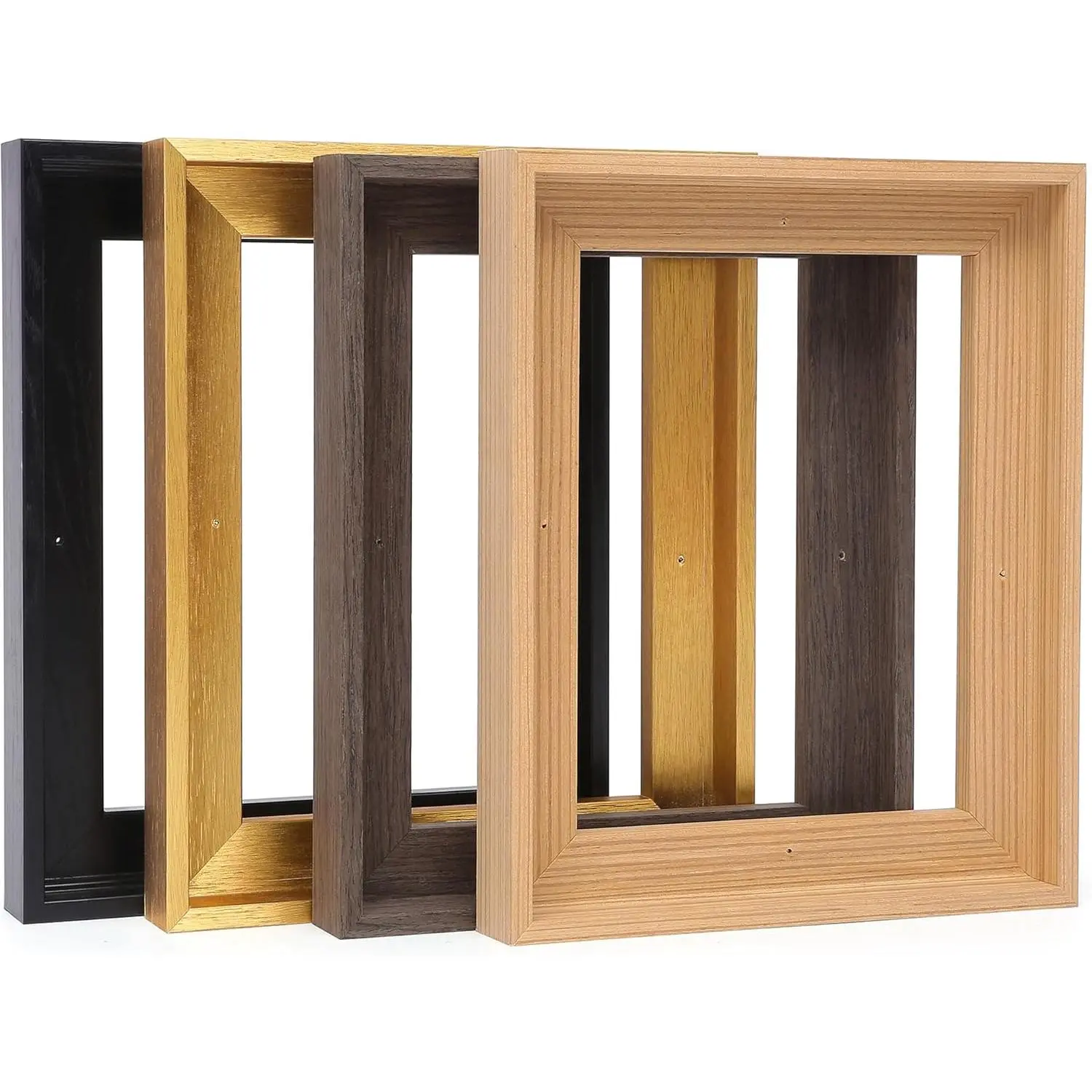 Solid Wood Canvas Floater Frame 12x16 for 0.6"-0.9" Deep Paintings Artwork, Dark Brown Oil Painting Frames