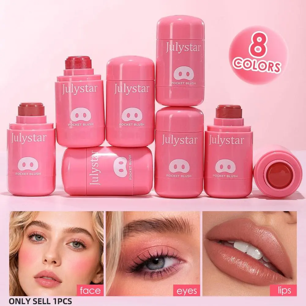 Multi-Use Blush Stick, Everyday Versatile Makeup, 8 Colors Cream Blush for Cheeks Lips Eyes, Natural Buildable Color, Long-Lasting Waterproof, Portable Pocket Size, Lip Cheek Tint