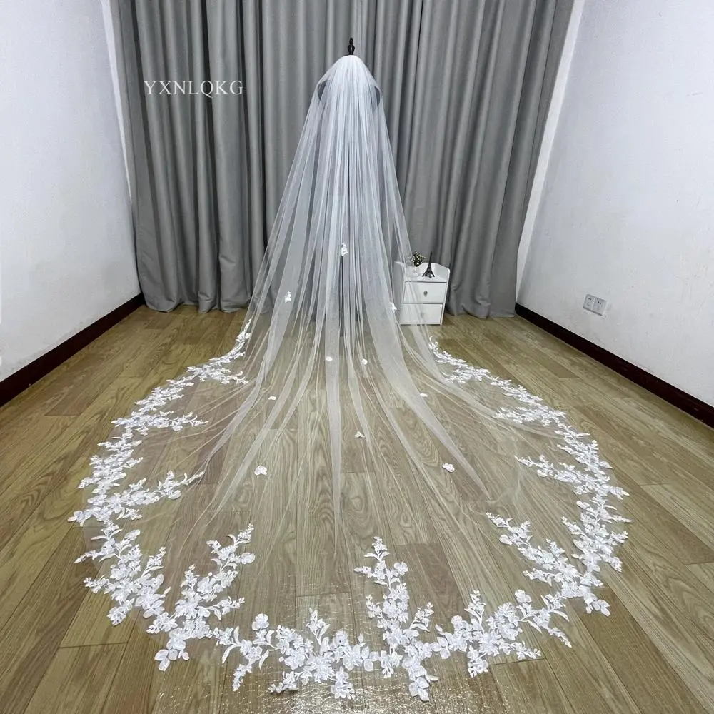 3m Cathedral Wedding Bridal Veil Soft Lace Ivory White Veil with Comb Veu Velo Noiva Wedding Accessories 3m 4m 5m Customizable V