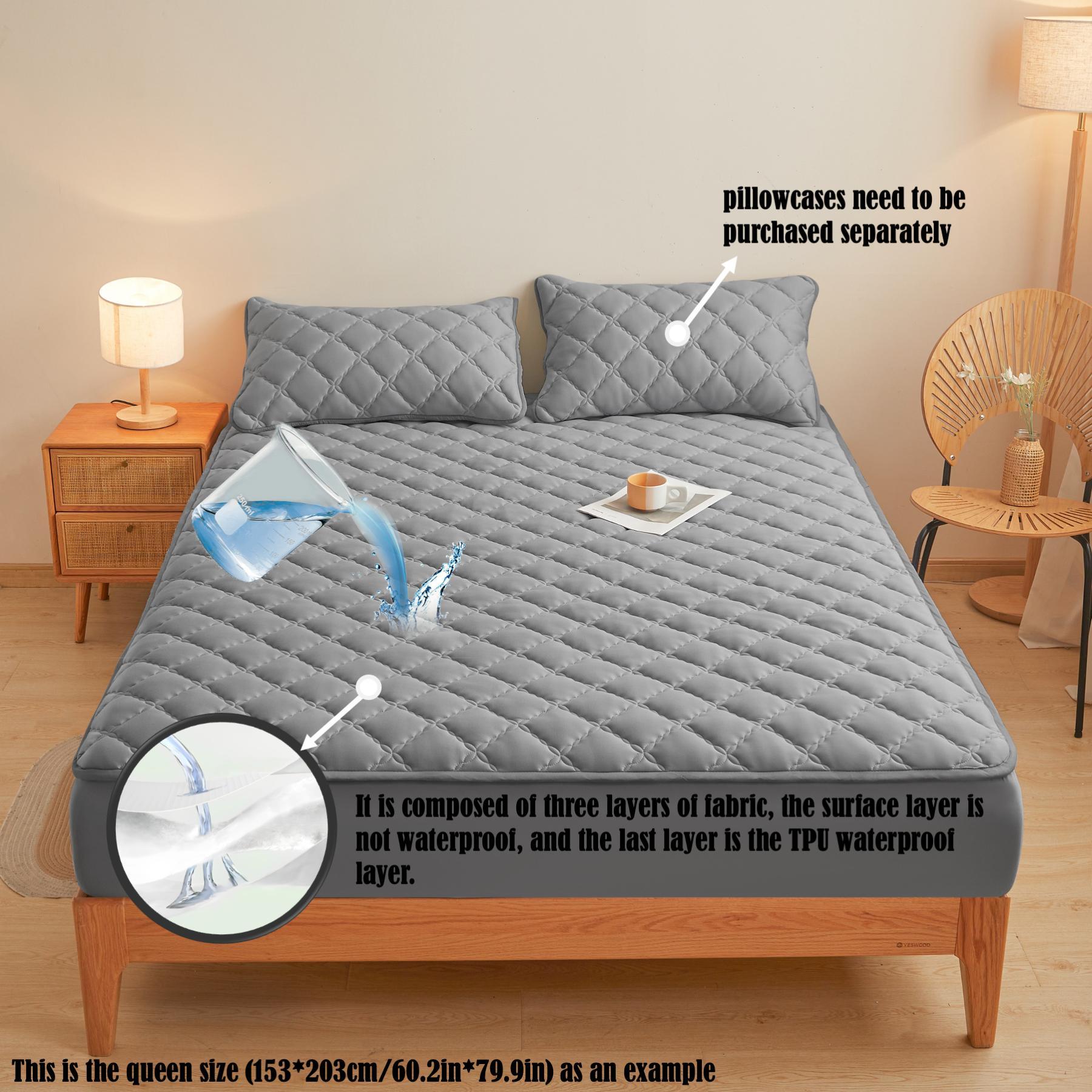 Waterproof Quilted Removable Mattress Cover, 1 Count Soft Comfortable Breathable Mattress Protector, Bedding Supplies for Bedroom, Guest Room, Apartment, School, Home, Hotel