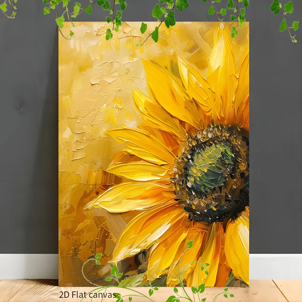 2D canvas, 1-piece set, bright yellow sunflower petal canvas art, suitable for direct hanging as hallway art, office wall decoration, room decoration, home decoration, wall art decoration, and creative space wall decoration