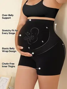 Plus Size Pregnant Belly Support Shorts, High Waist Seamless Pregnancy Shorts, Soft Elastic Underwear, Maternity Summer, Essential for Expecting Moms