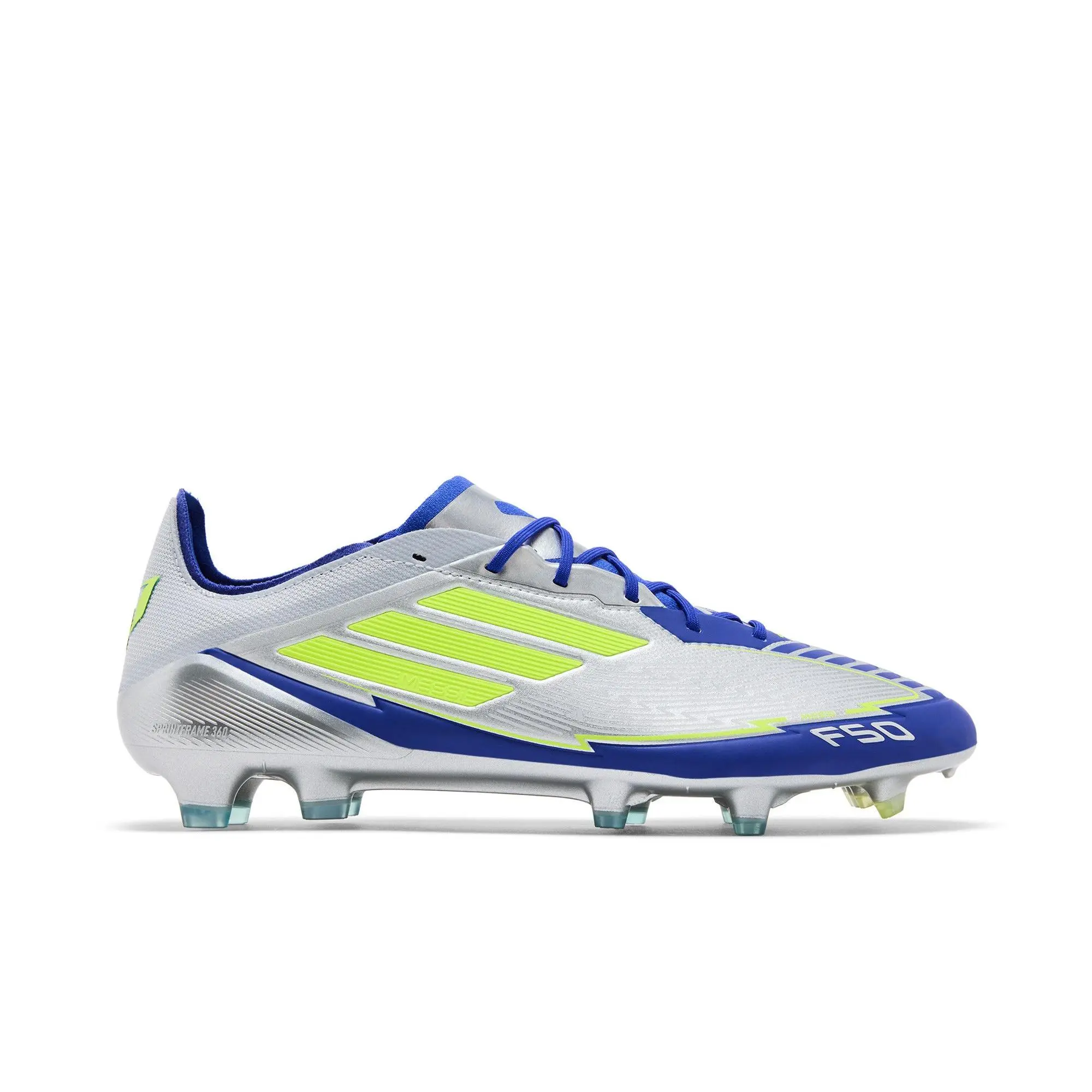 adidas Messi Adizero F50 Elite FG 'La Vida Rapida Pack' (Unisex) Silver Metallic/Solar Yellow/Lucid Blue football boots IH0915