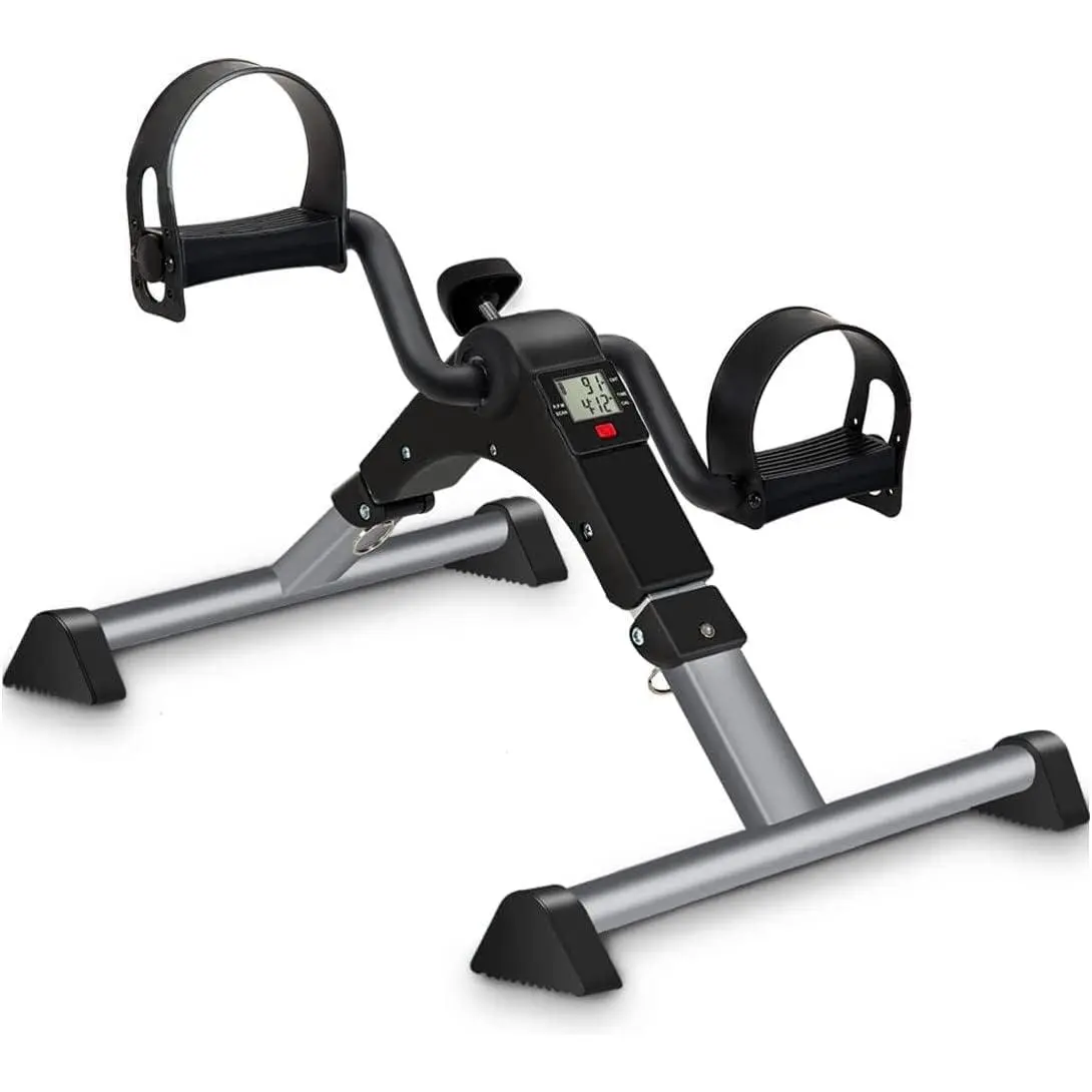 Under Desk Bike Pedal Exerciser, Upper & Lower Peddler Exerciser for Seniors with LCD Display, Fitness Folding Exerciser Peddler for Arm & Leg Workout