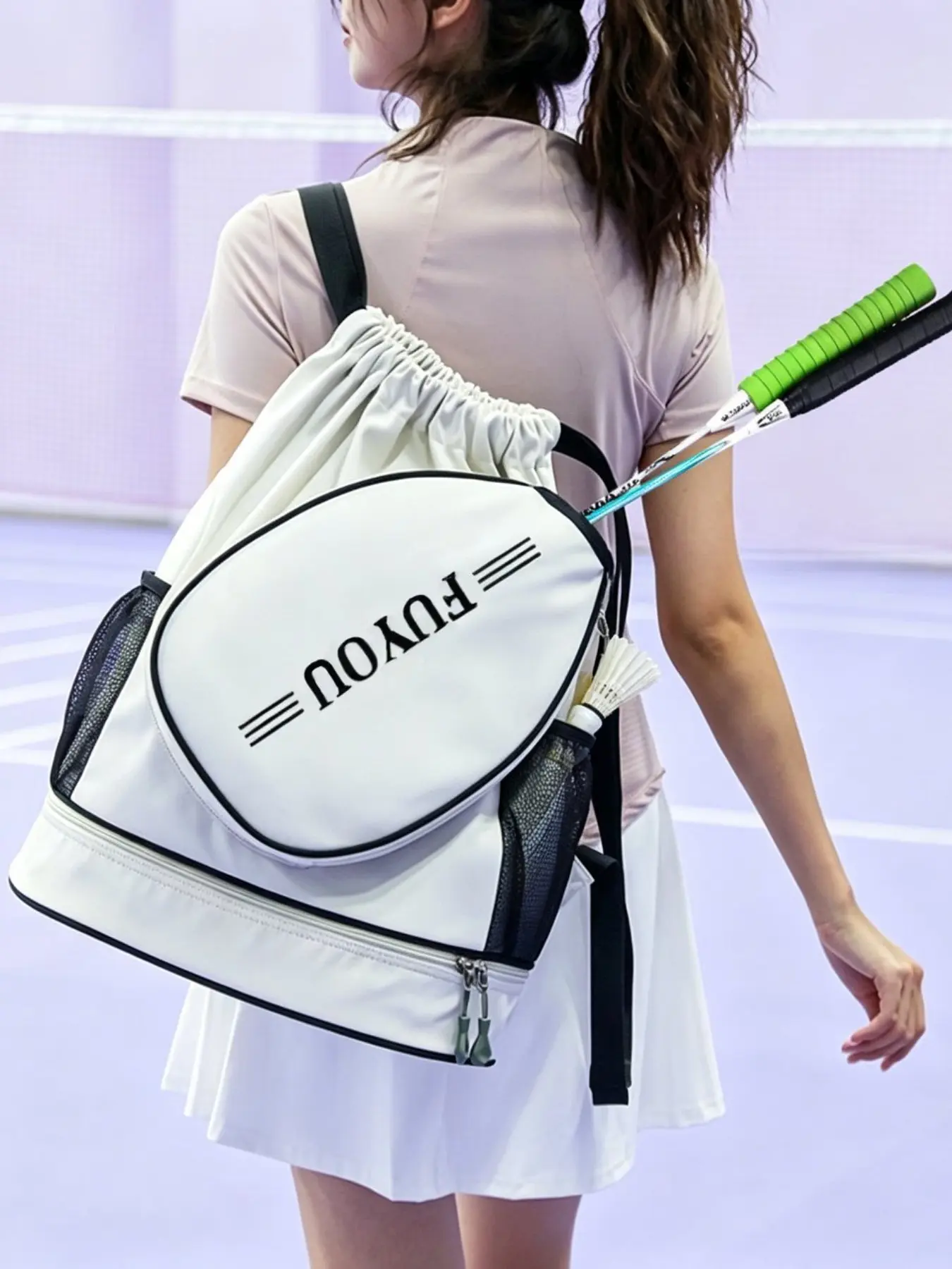 Large Capacity Badminton Backpack, Unisex Lightweight Portable Sports Training Bag, Waterproof Basketball Racket Storage Case