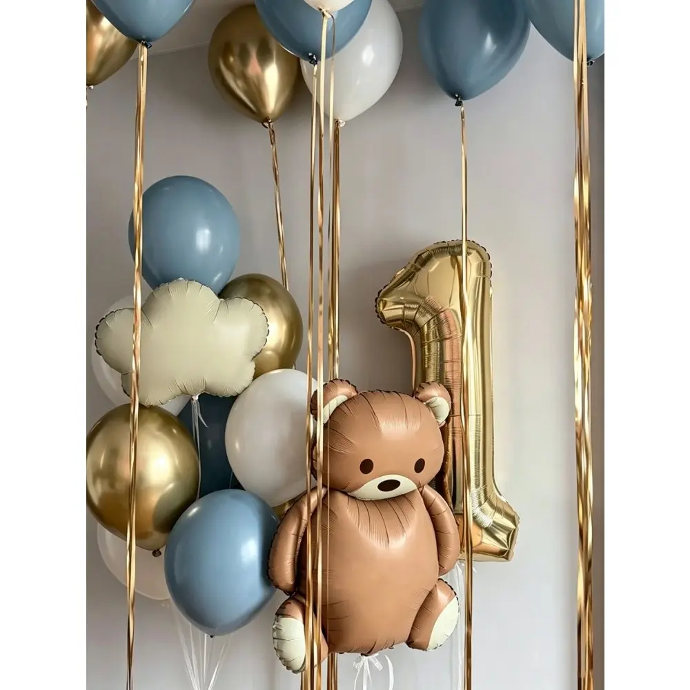 Matte Bear Cloud Gold Number Balloon Set, Perfect for Birthday Parties, Weddings, Party Decorations, Event Supplies