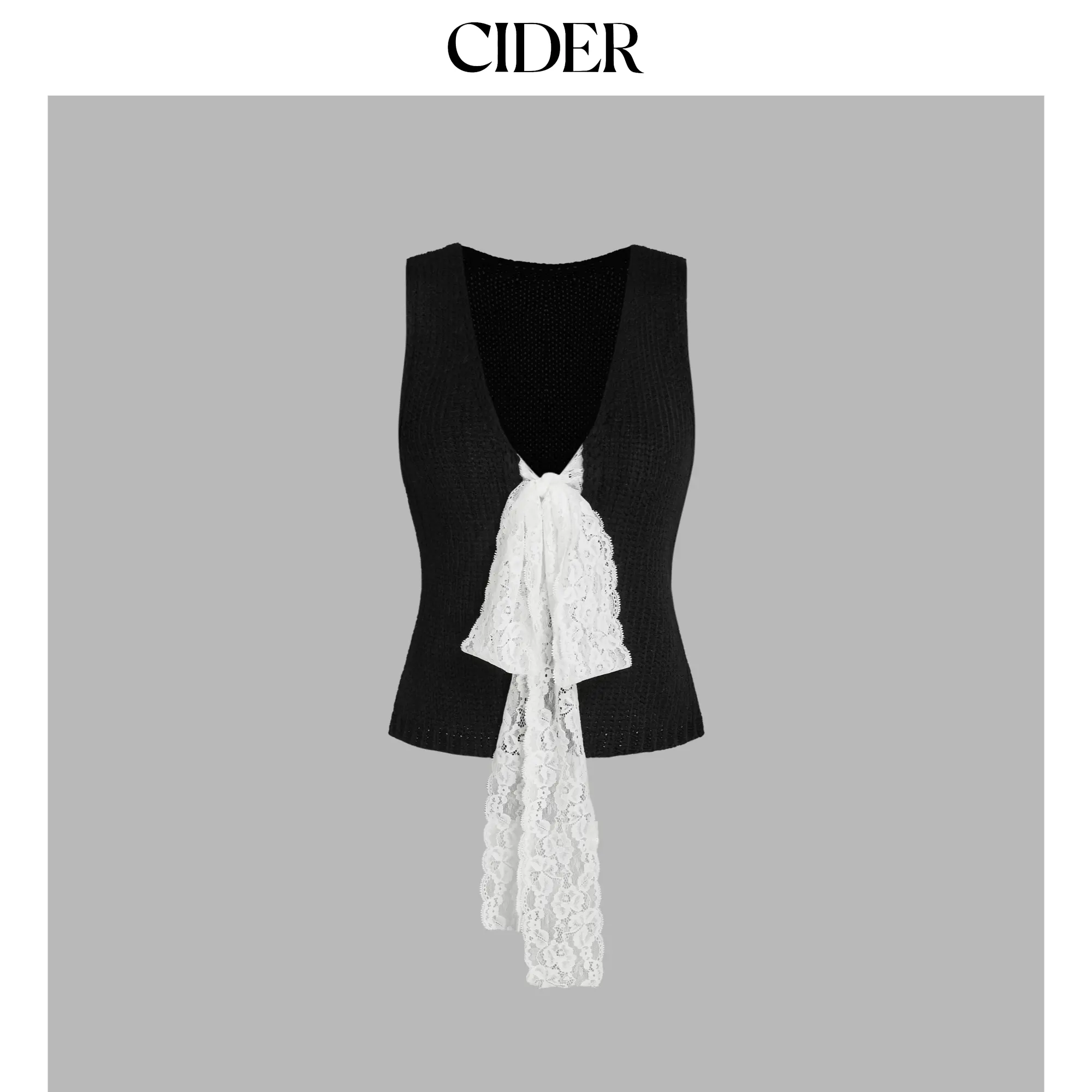 Cider [size 2-10] Contrasting Lace Knotted Knit Vest