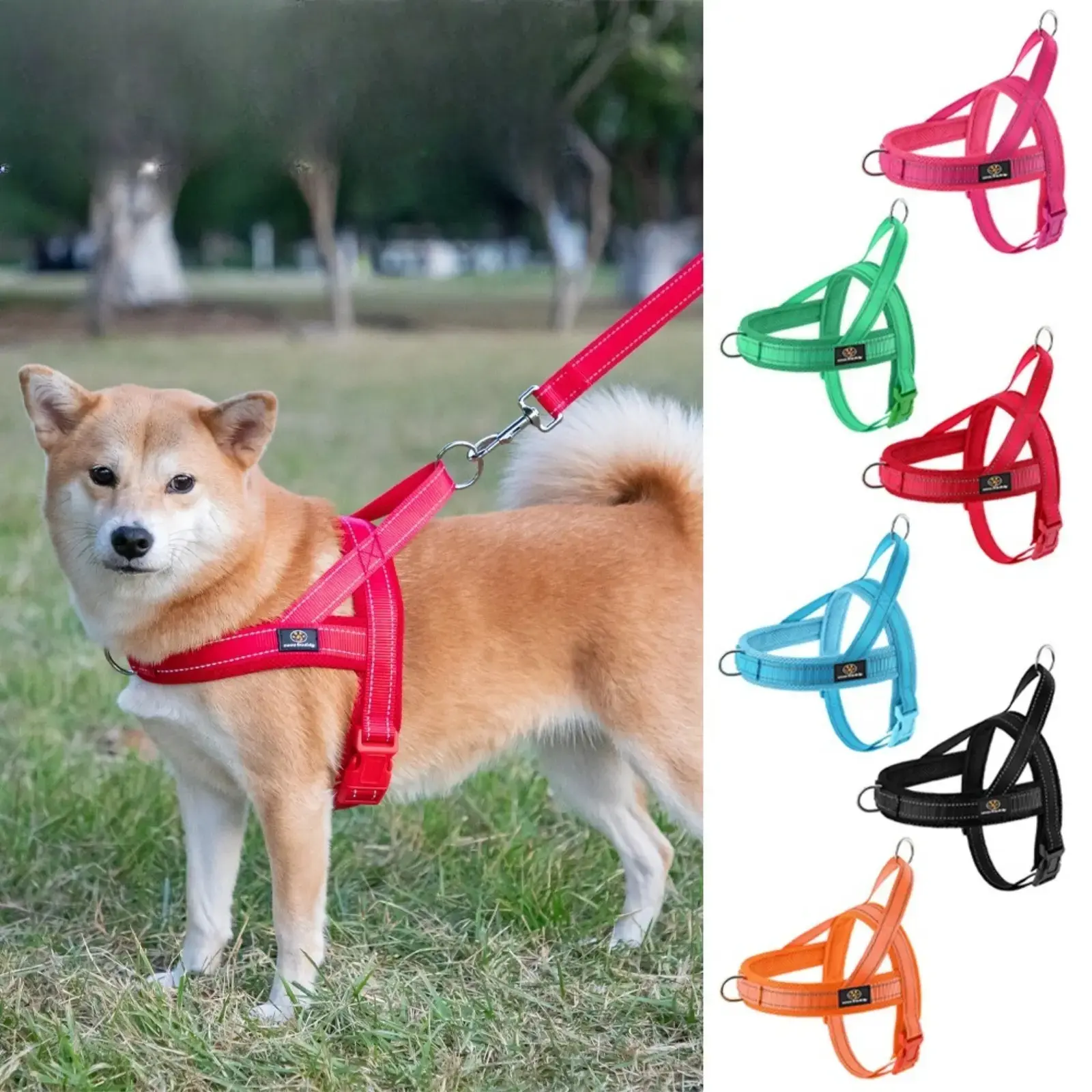 Breathable Mesh Dog Harness for Small Medium Dogs, Adjustable No Pull Pet Vest with Secure Fit Design, Lightweight Escape Proof Walking Harness with Leash Attachment for Daily Walks, Training, Outdoor and Travel tiktokshopbacktoschool