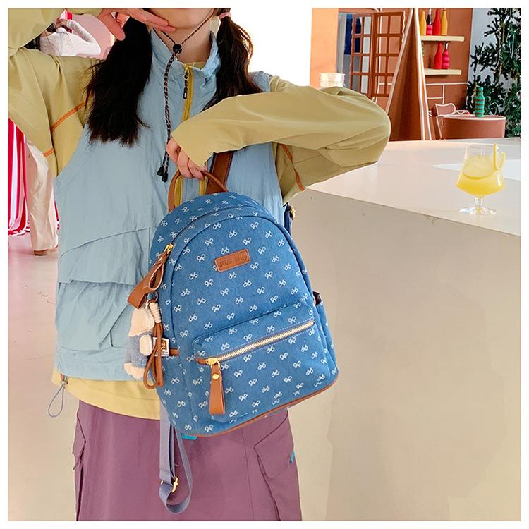 Korean-style fashionable trendy women's backpack, stylish and cute with a bow, student schoolbag, 2026 new model, cross-border women's bag