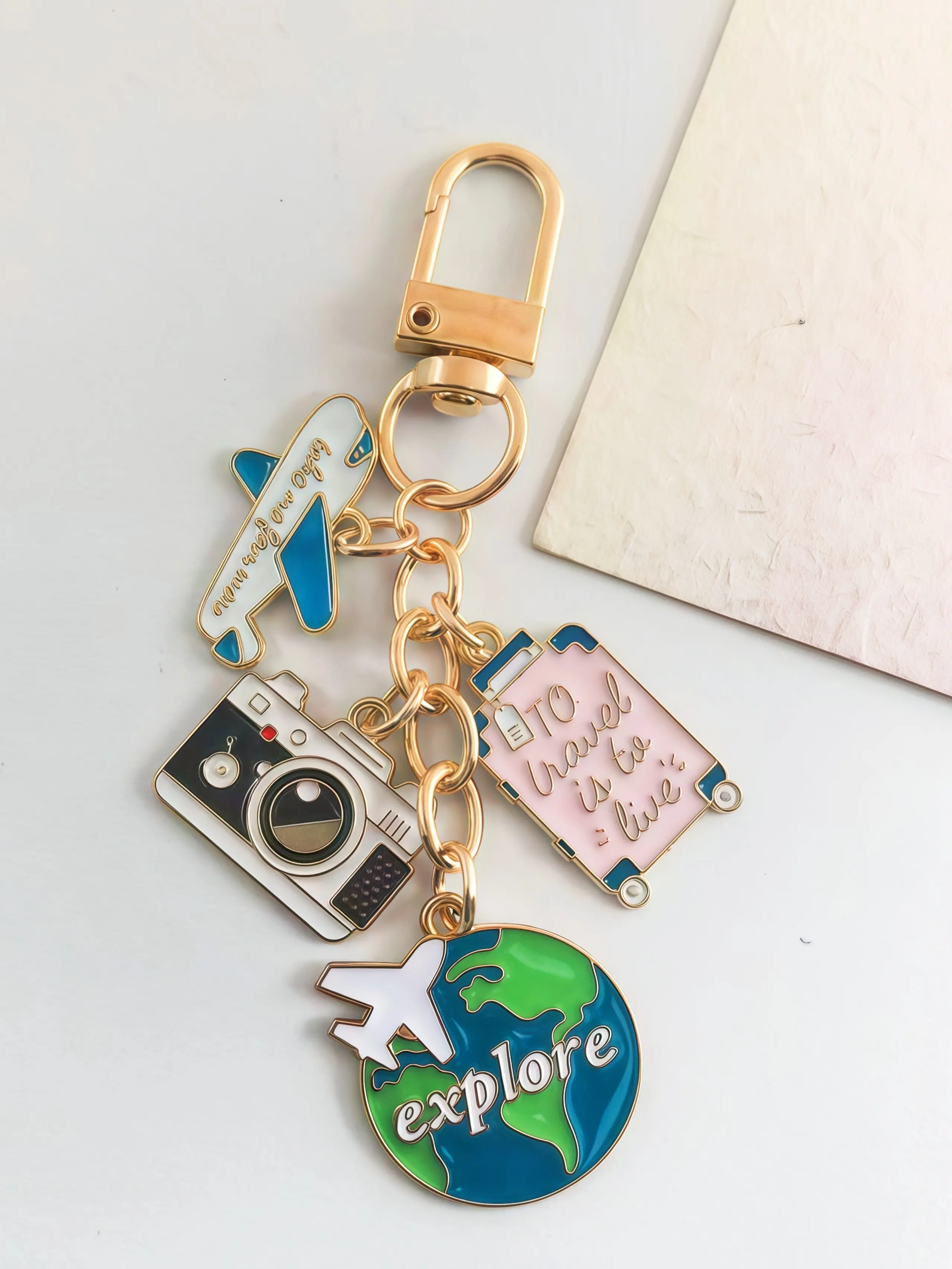 Adventure Exploration Keychain, Traveler Memorial Accessory, Vacation Backpack Charm, Keychain for Bags, Inspirational Quote 'travel Is Life' Keychain Pendant