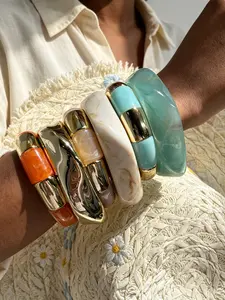 6 Pcs Women's Fashion Bracelets, Fashionable Chunky Bangles, Elegant Chunky Acrylic Bangle Set, Casual All-Season Jewelry, Perfect for Parties and Daily Wear