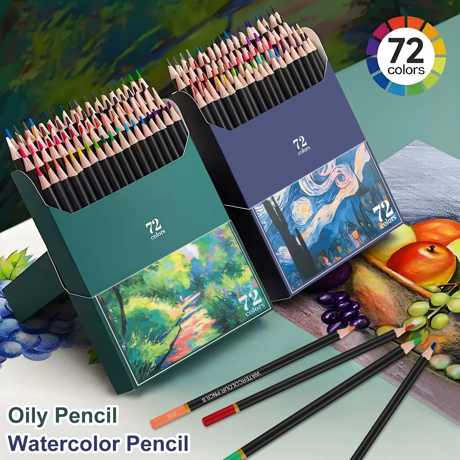 Professional Art Painting Set of 72 Watercolor & Oil-Based Colored Pencils, Drawing Painting Kit, Perfect for Adult Coloring Books, Stunning Blending Results