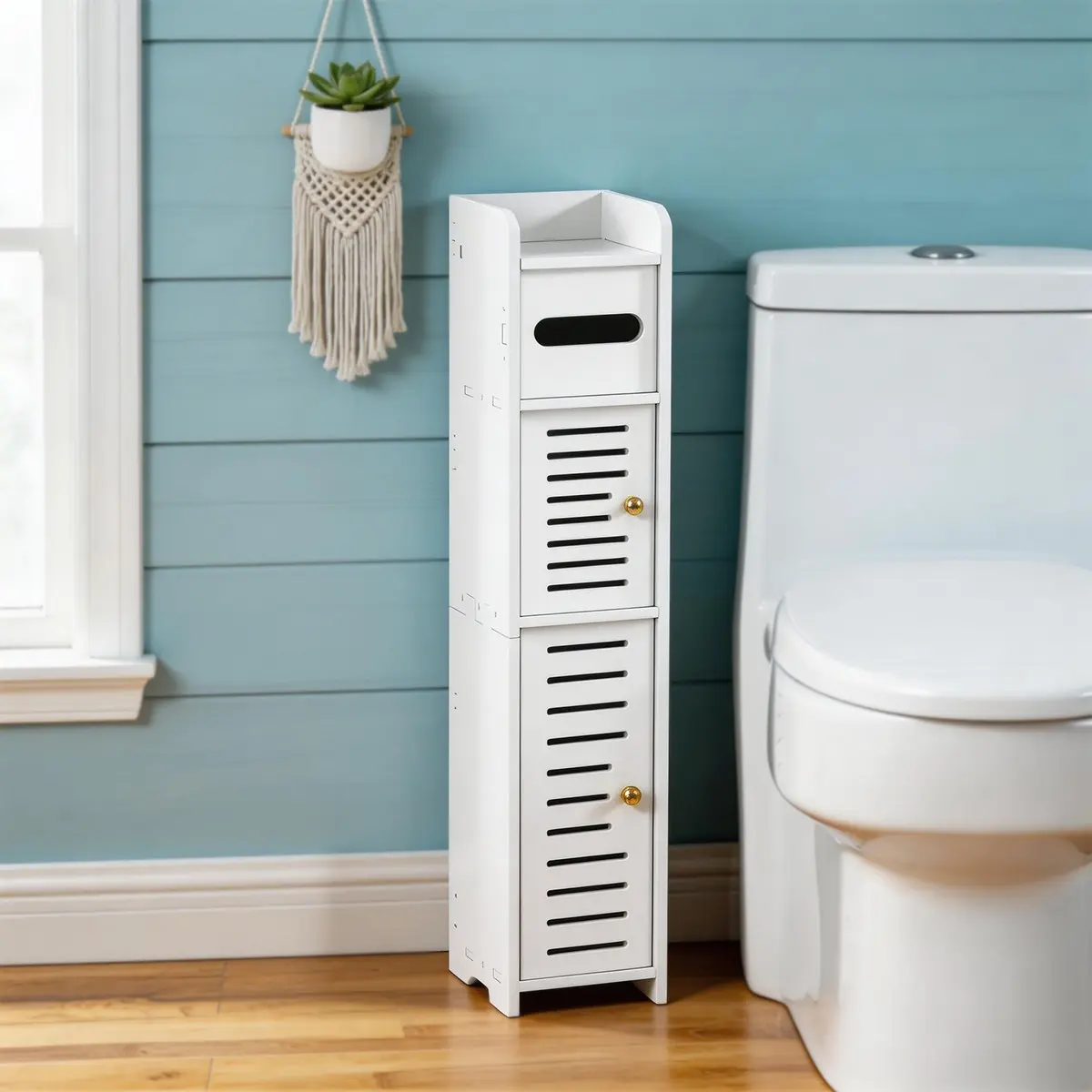 Simple Bathroom Shelf, Waterproof Mini Space-Saving Storage Cabinet, Bathroom Cabinet Organizer, Toilet Side Cabinet, Paper Holder, Ideal for Narrow Spaces