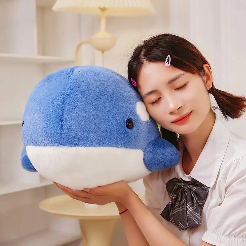 35/45cm Cute Round Orca Plush Doll Pillow Super Soft Cartoon Marine Animal Whale Plush Toy Soothing Gift