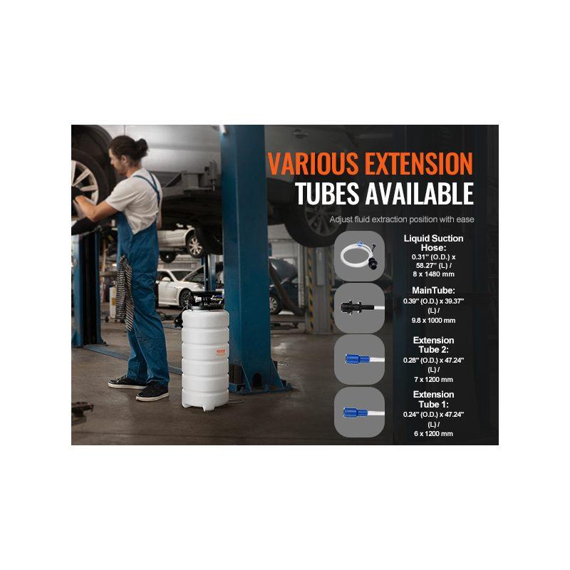 VEVOR Fluid Extractor, 4 Gallons (15 Liters), Pneumatic/Manual Oil Changer Vacuum Fluid Extractor with Dipstick and Suction Hose, Oil Extractor Change Pump for Automotive Fluids Vacuum Evacuation