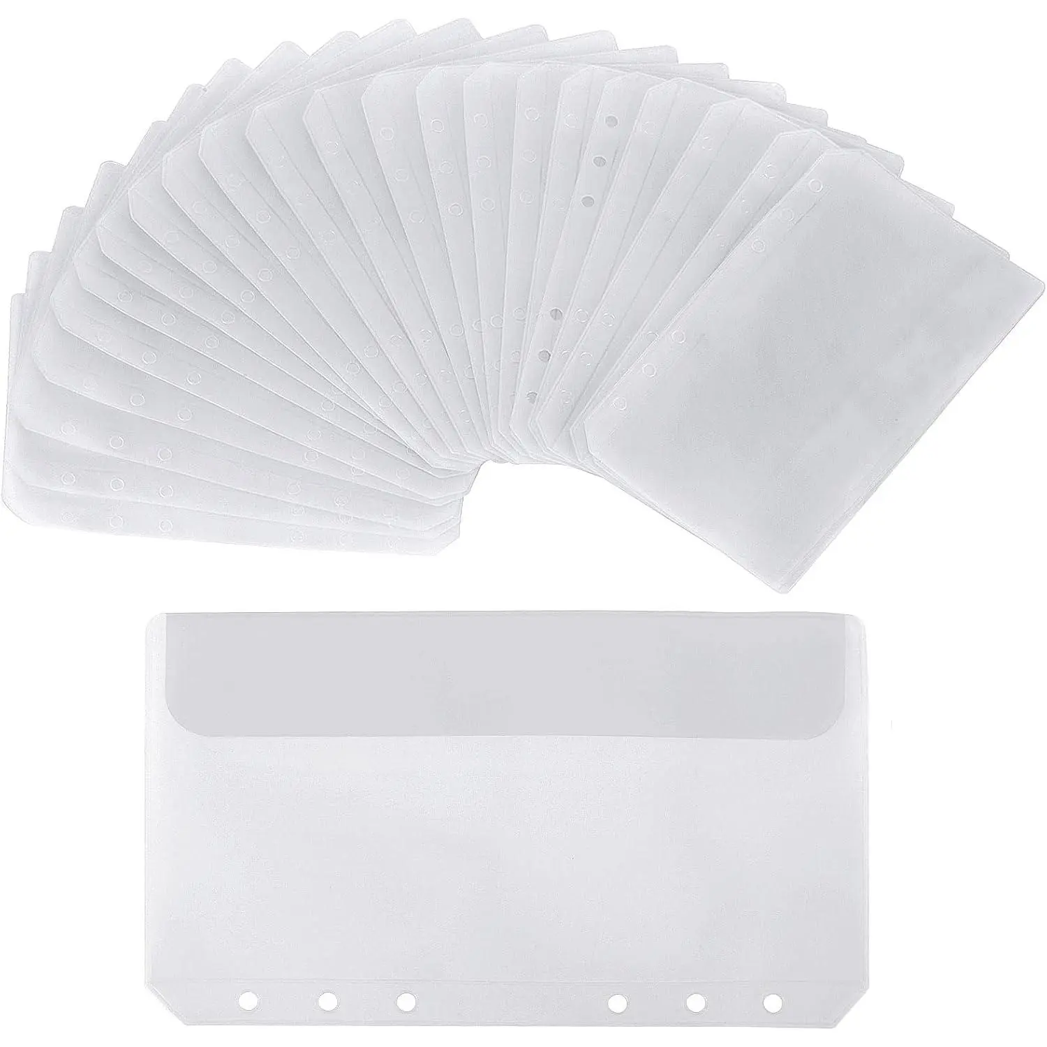 24 count A6 Binder Pockets with No Zippers,Clear Zipless Budget Envelopes for  System,Budget  Envelopes for 6-Ring Notebook Binder