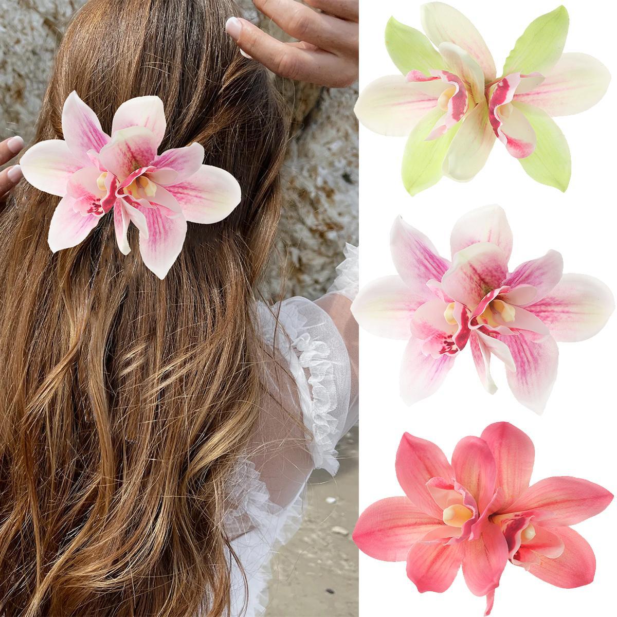 AWAYTR Orchid Flower Large Hair Clip Barrettes Boho Hawaiian Accessories for Women Girls Tropical Floral Bridal Beach Wedding Hairpin Hair Accessories 3Pcs/Set AWAYTR Orchid Flower Large Hair Clip Barrettes Boho Hawaiian Accessories for Women Girls Tropical Floral Bridal Beach Wedding Hairpin Hair Accessories 3Pcs/Set