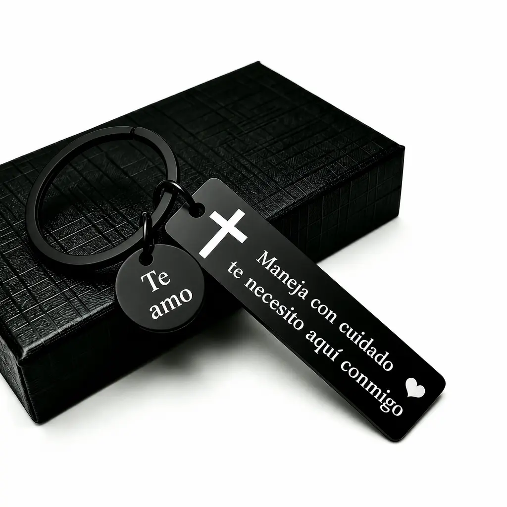 2026 HOLDNEAR Maneja Con Cuidado Te Necesito Aquí Conmigo Keychain with Cross & "Te amo" Charm, Spanish Drive Safe Stainless Steel Keyring, Romantic Religious Gift for Him/Her Perfect holiday gift, birthday gift and event gift for lovers.
