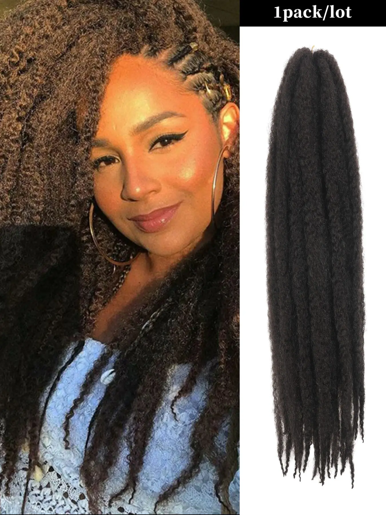 24-Inch Marley Twist Crochet Braiding Hair, Braided Design, Soft Long African Curly Twist Hair Extensions, Synthetic Braids in Black Brown for Women Used Daily Party Christmas, New Year, Carnival, and Music Festivals