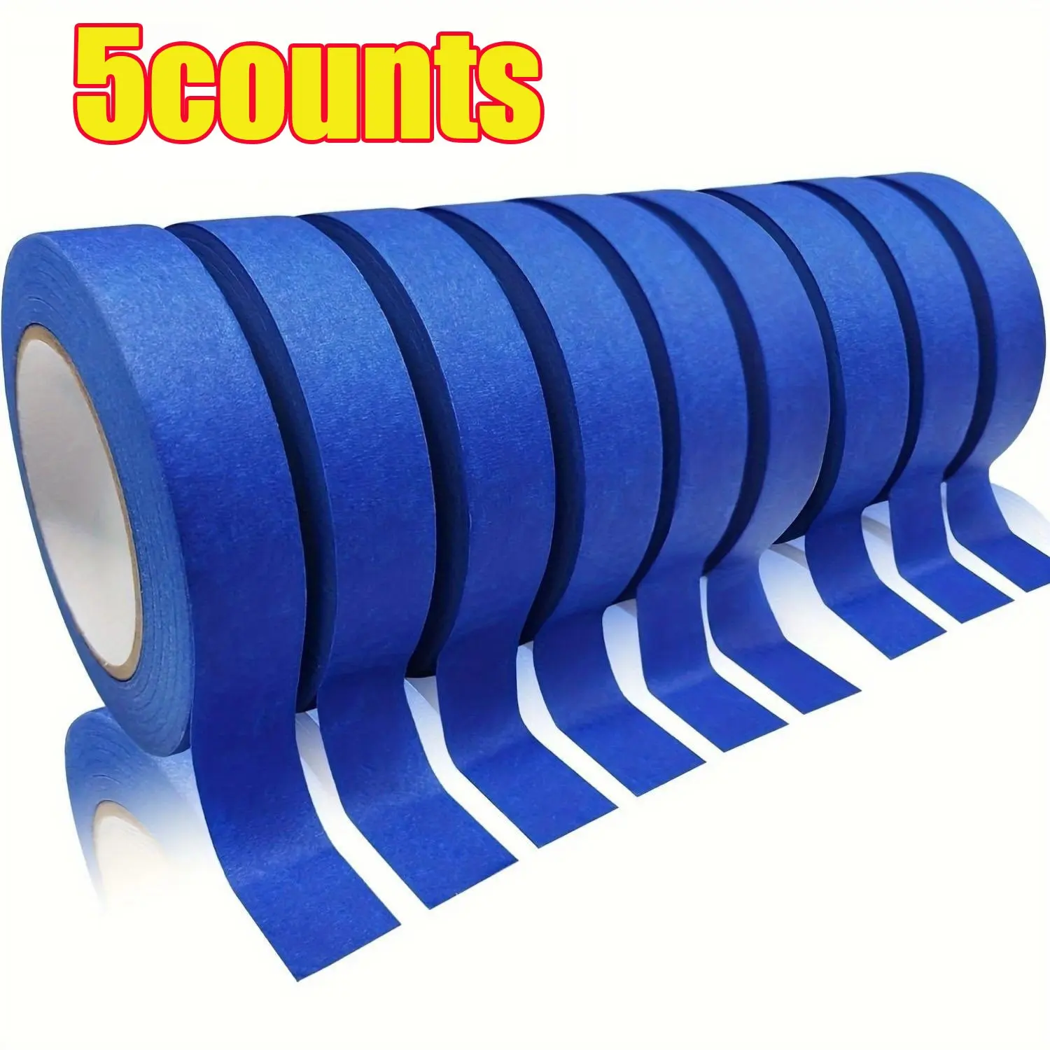 5 Rolls Blue Painter's Tape, Adhesive Backing Masking Tape, Adhesive Backed, Ideal for Home, Office, School, DIY Art, Crafts, Labels - 0.94 Inch X 65 Feet