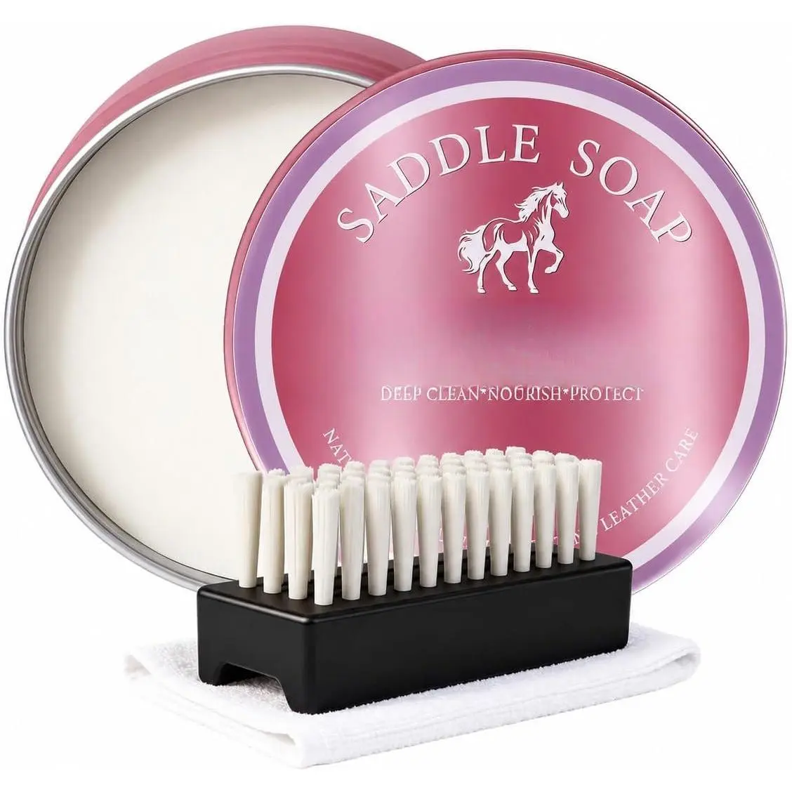 Saddle Soap for Leather 4oz -  Leather Cleaner & Conditioner to Clean, Soften, Protect Leather, Ideal for Saddles, Shoes, Couch,  Seats, Purses &  Leather Products