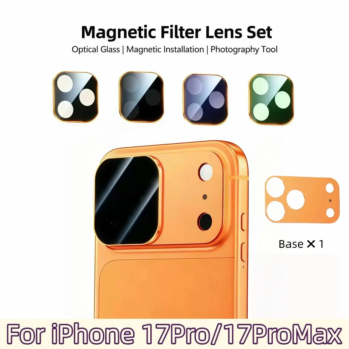 Magnetic Filter Lens Kit for iPhone 17 Pro/max, 4-In-1 Set with Ar Anti-Glare, Nd, Cpl, Soft, UV Filters, Enhances Color Saturation, Smartphone Camera Accessories