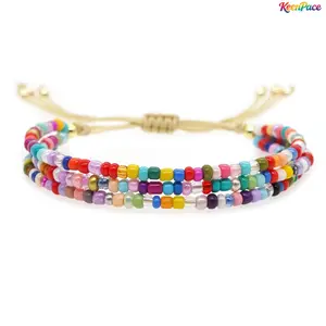 1 Piece Bohemian Rainbow Beaded Adjustable Knot Bracelet, Colorful Handmade Strand Wrist Jewelry, Lightweight Beach Accessory, Lovely Surprise Holiday Gift For Teen Girls & Young Women,summervibes
