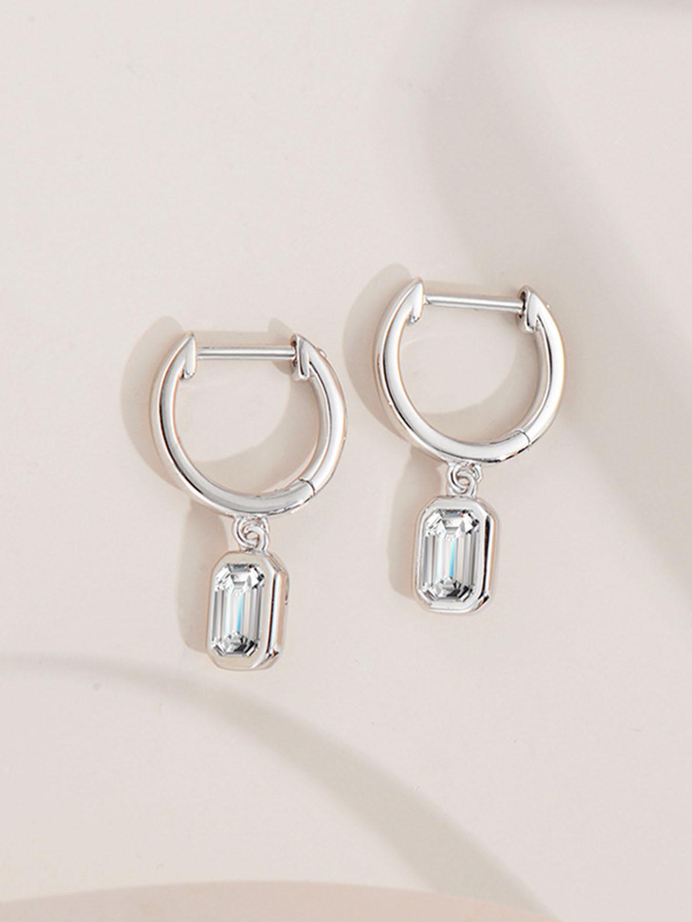 S925 Sterling Silver Synthetic Moissanite Decor Dangle Earrings, Fashionable Jewelry for Women, Trendy All-match & Exquisite Jewelry for Birthday Gift
