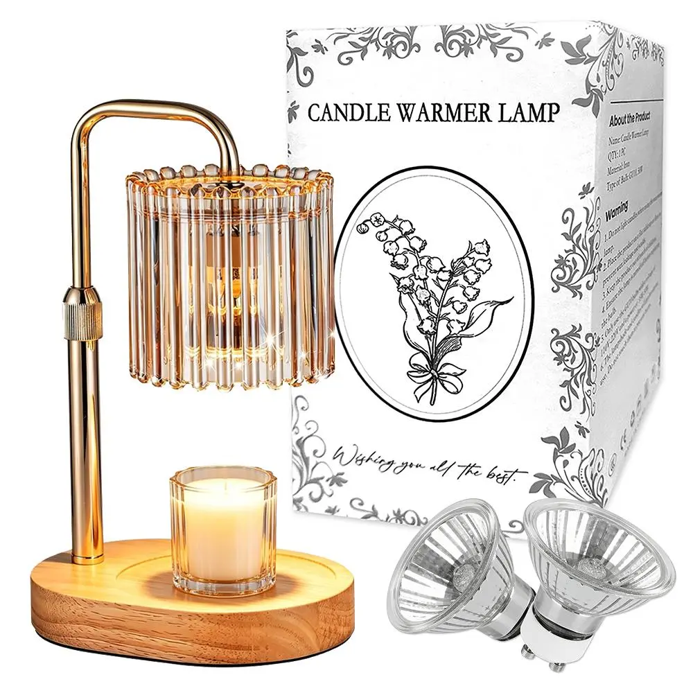 Melting Candle Scent Warmer, Bellflower Decor Lamp, Height Adjustable Timing Function, Comes with 2 Extra Bulbs Inside, Flameless Safe Aromatherapy Lamp for Indoor Dorm Living Room Decor