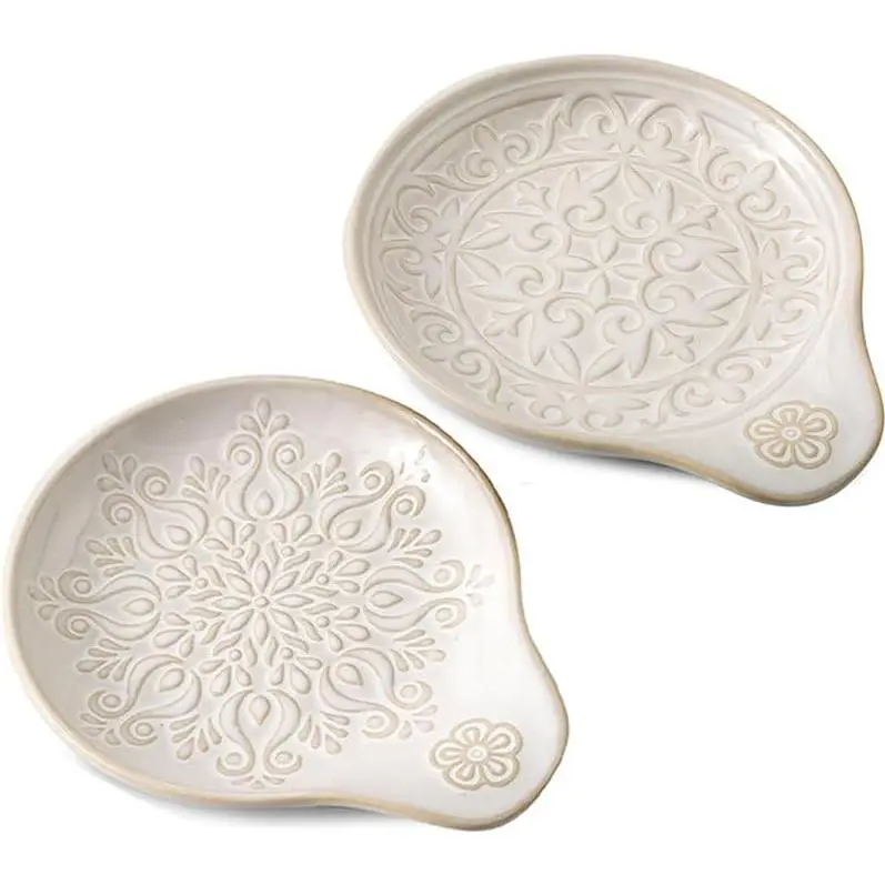 2 count  Ceramic Spoon Rests Holder for Kitchen Counter Stove Top (A3/4)
