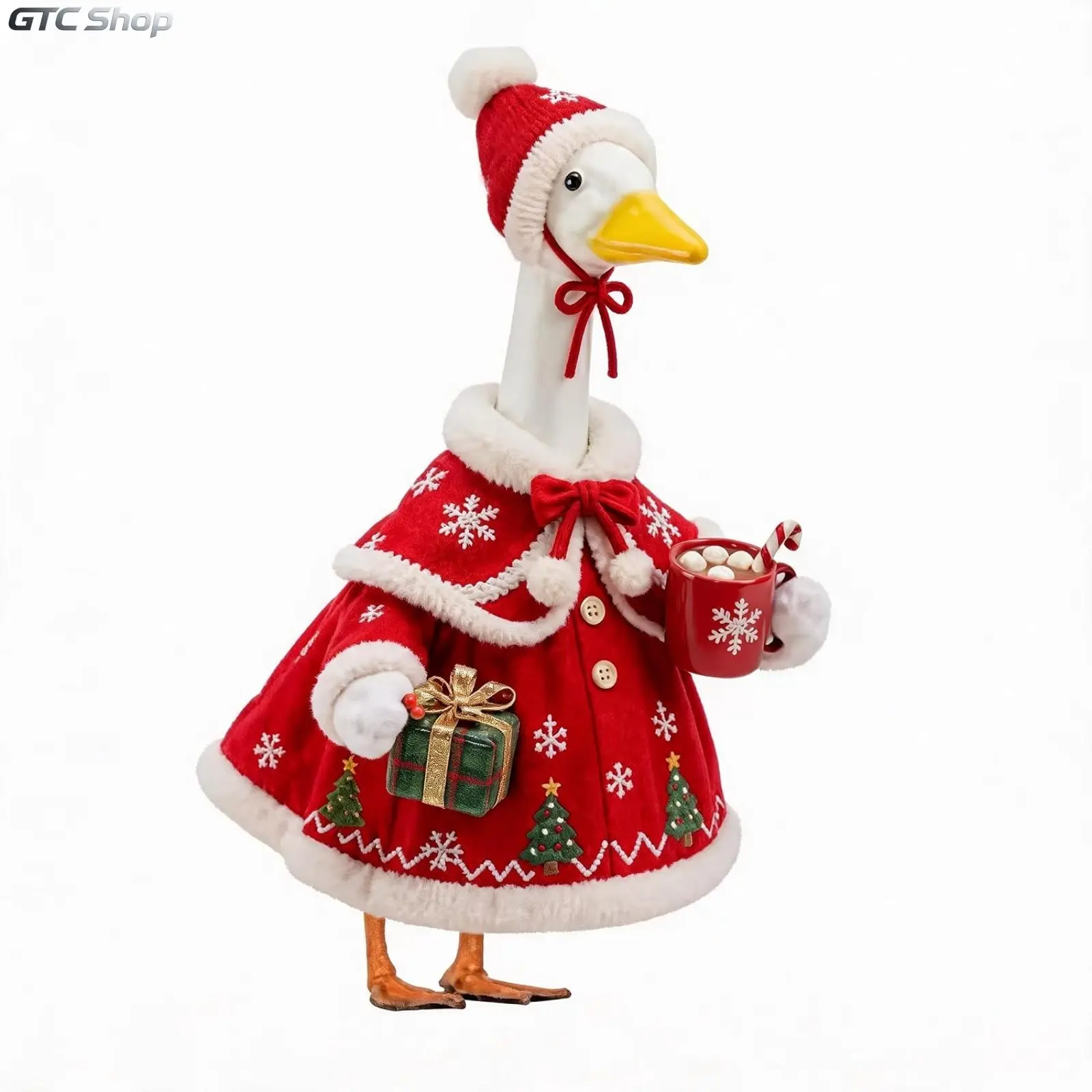 32 Inch Christmas Goose Costume Outfit, Seasonal Themed Decor Suit for Cement & Plastic Duck Statues, Festive Outdoor Holiday Accessory, Cute Ornament Cover for Yard Decor & Christmas Season Display