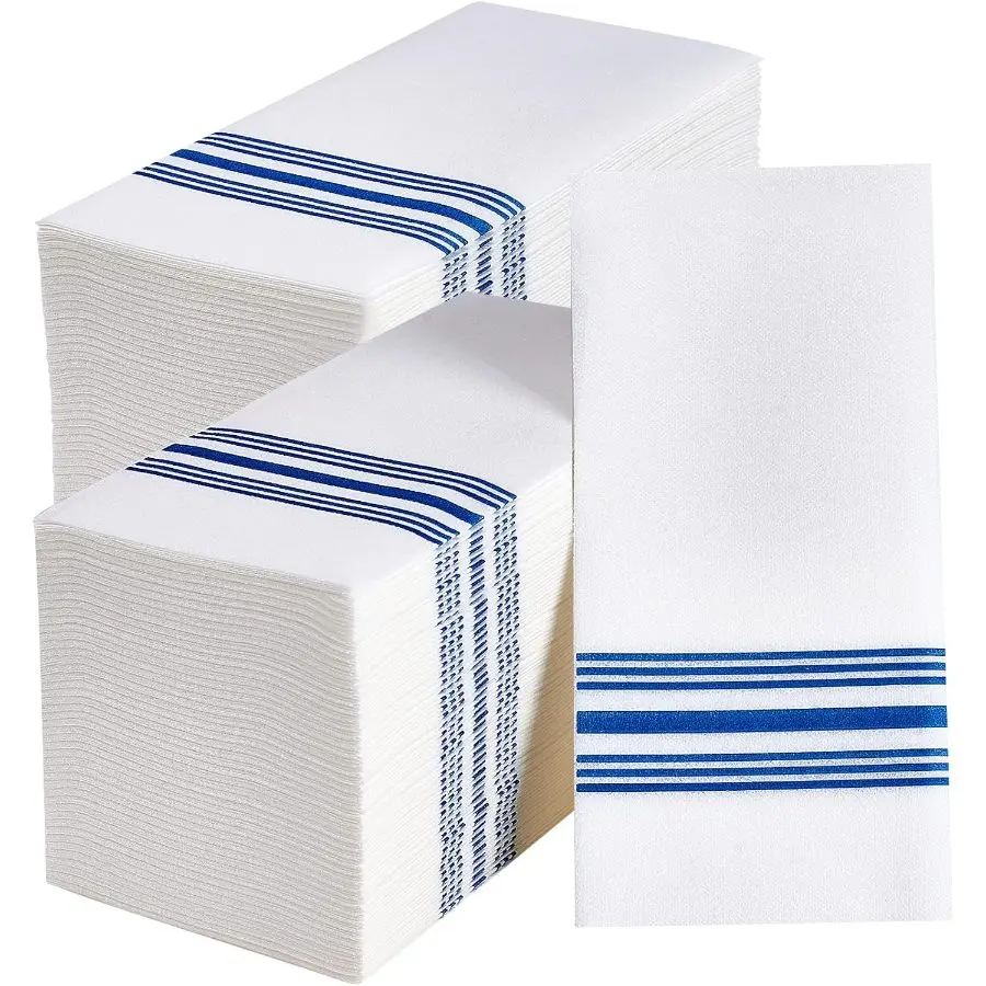 Vplus Disposable Blue Guest Paper Hand Towels - 300-Pack, Soft, Absorbent Party Supplies for Dinners, Weddings