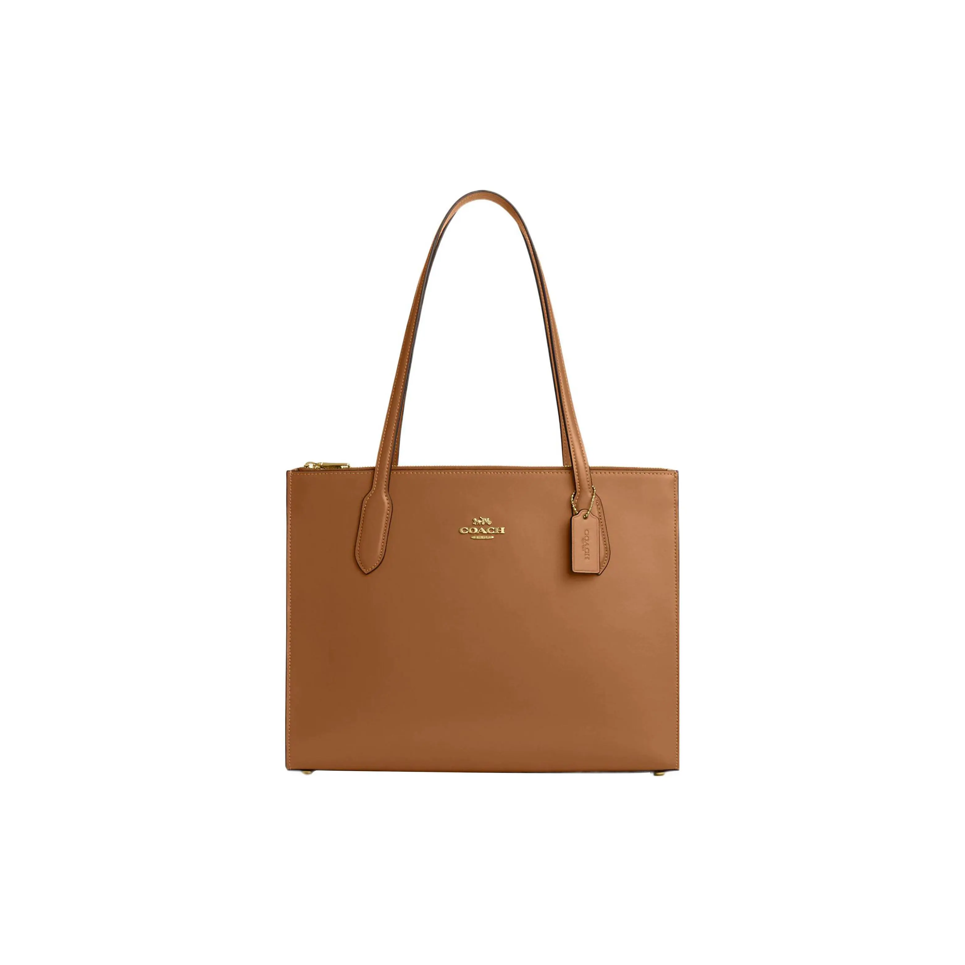 COACH Carryall 36 Tote Bag for Women – Gold Logo Magnetic Snap, Calfskin, Brown