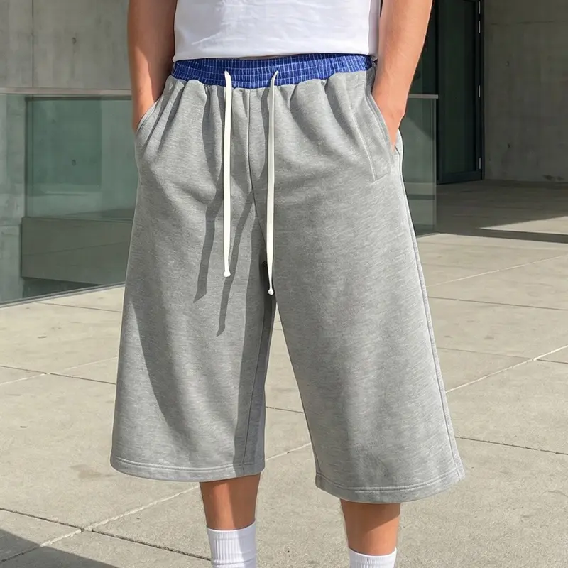 Men Color Block Casual Loose Sports Shorts Elastic Drawstring Waist Lightweight Athletic Running Workout Short Pants