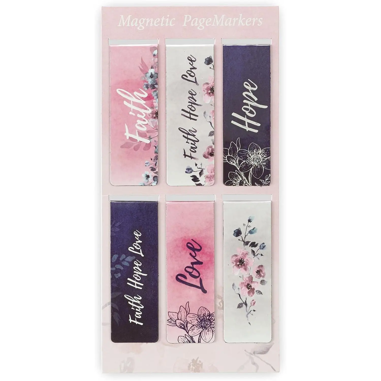 Scripture Bookmark Set for Women: Faith,Hope, Love - 1 Corinthians Inspirational Floral    Verse Pagemarker Set of 6 for Bibles and Books Size 2.3" x 0.8"