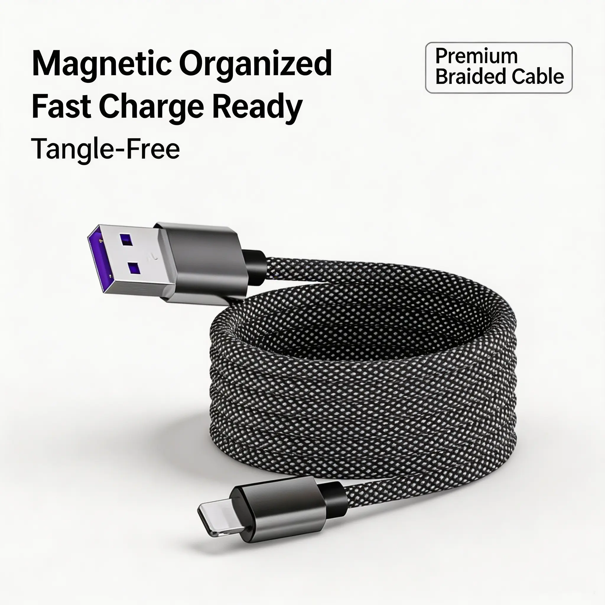 100W Super Fast Charging Magnetic Data Cable, Braided Portable Car Accessory with Magnetic Absorption, Multifunctional Dual Type-C Cord Compatible with Apple, Huawei, Android Phones