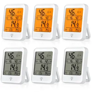 6 Pack Digital Hygrometer Indoor Thermometer -  Temperature Humidity  with Backlight - Humidity Meter Mini Max/Min Record, Time, Calendar, , ?c/?f  for Bedroom, School