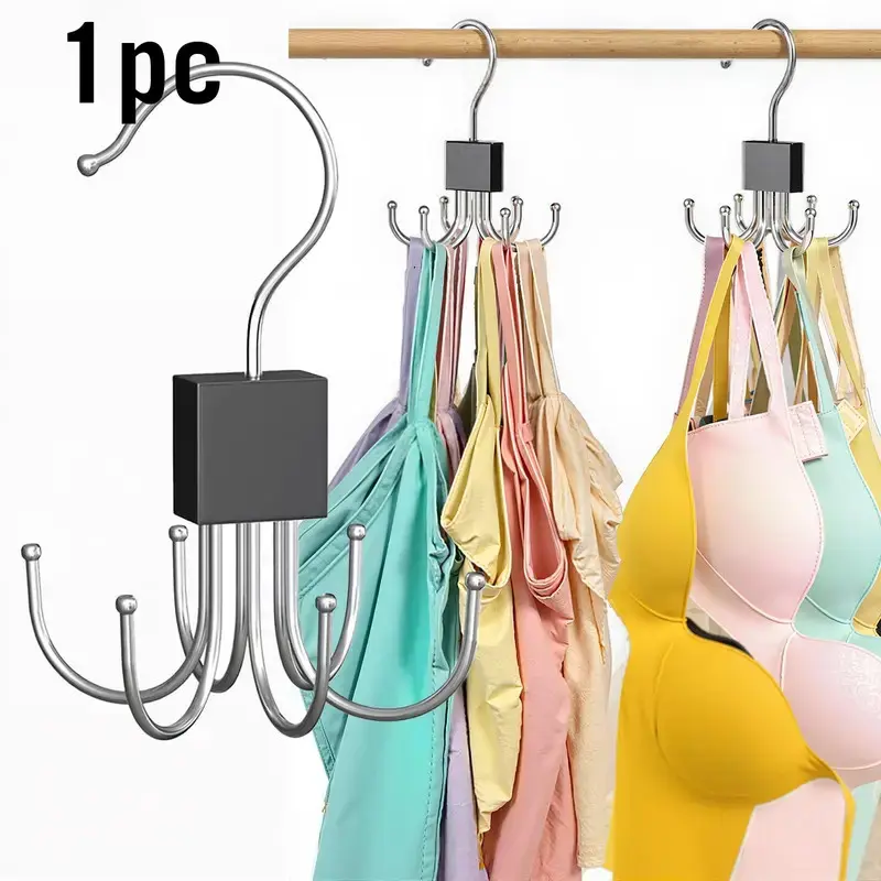 1pc Vest-Style Hanger, Bra Hanger with 360° Rotatable Hook, Holds 36 Items, Space-Saving Compact Wardrobe Organizer for Vests, Bras, Scarves, Wallets