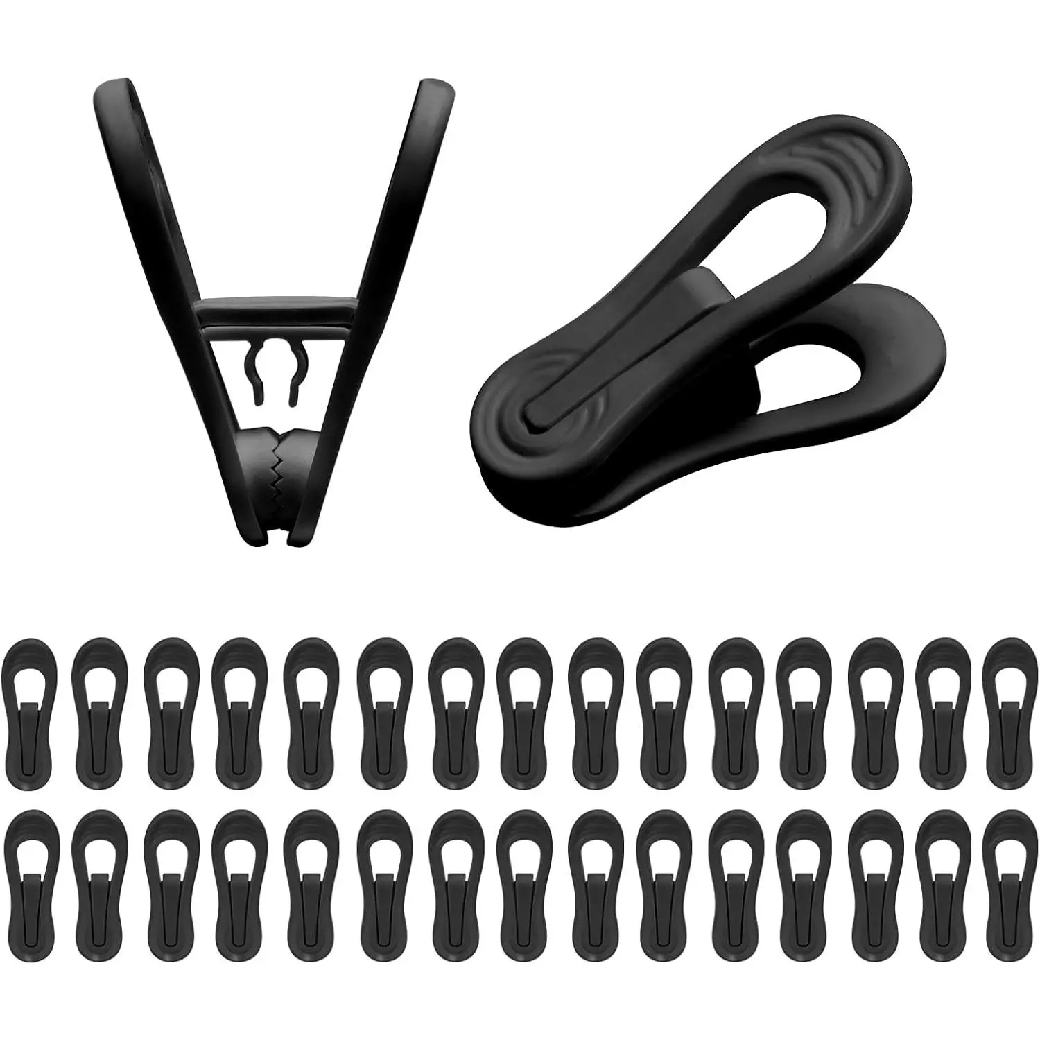 30 Pack Hanger Clips, 2.6 Inch Plastic Clothes Pins, Heavy Duty Hanger Clips for Skirts, Pants, for Baby Clothes Hangers, Black