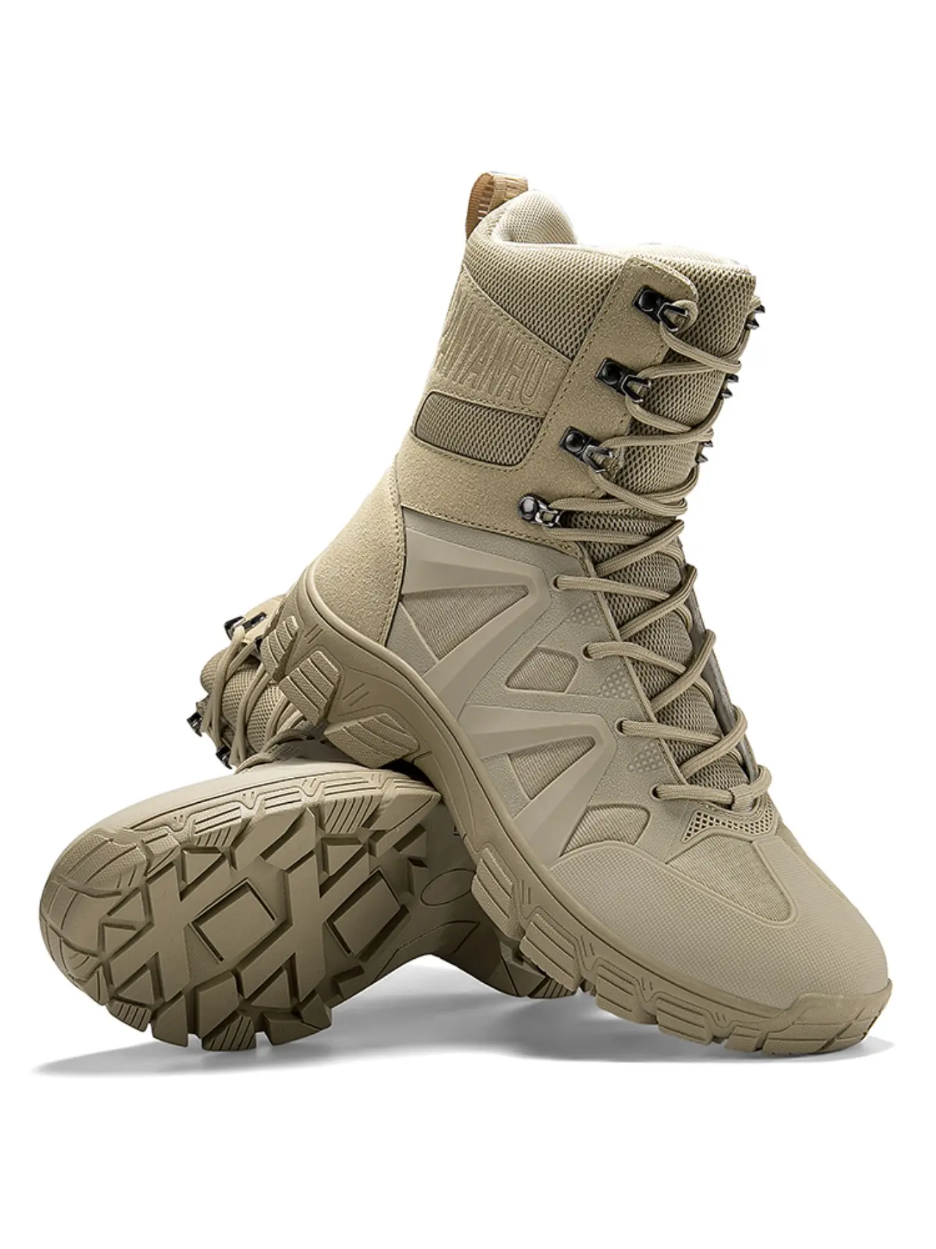 Men's Military Boots, Steel Toe Safety, Mid-Calf Design, Side Zipper, Suitable for Work and Outdoor Activities, Fashionable Military Boot Style