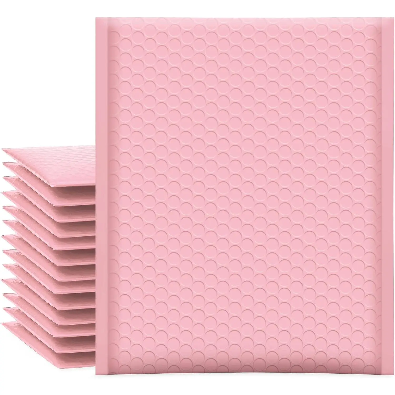 8.5x12 Inch Light Pink #2 Medium Rectangular Bubble Mailers, 25-Pack Poly Padded Opaque Bags, Self-Seal Waterproof Postal Packaging for Clothes, Makeup Supplies