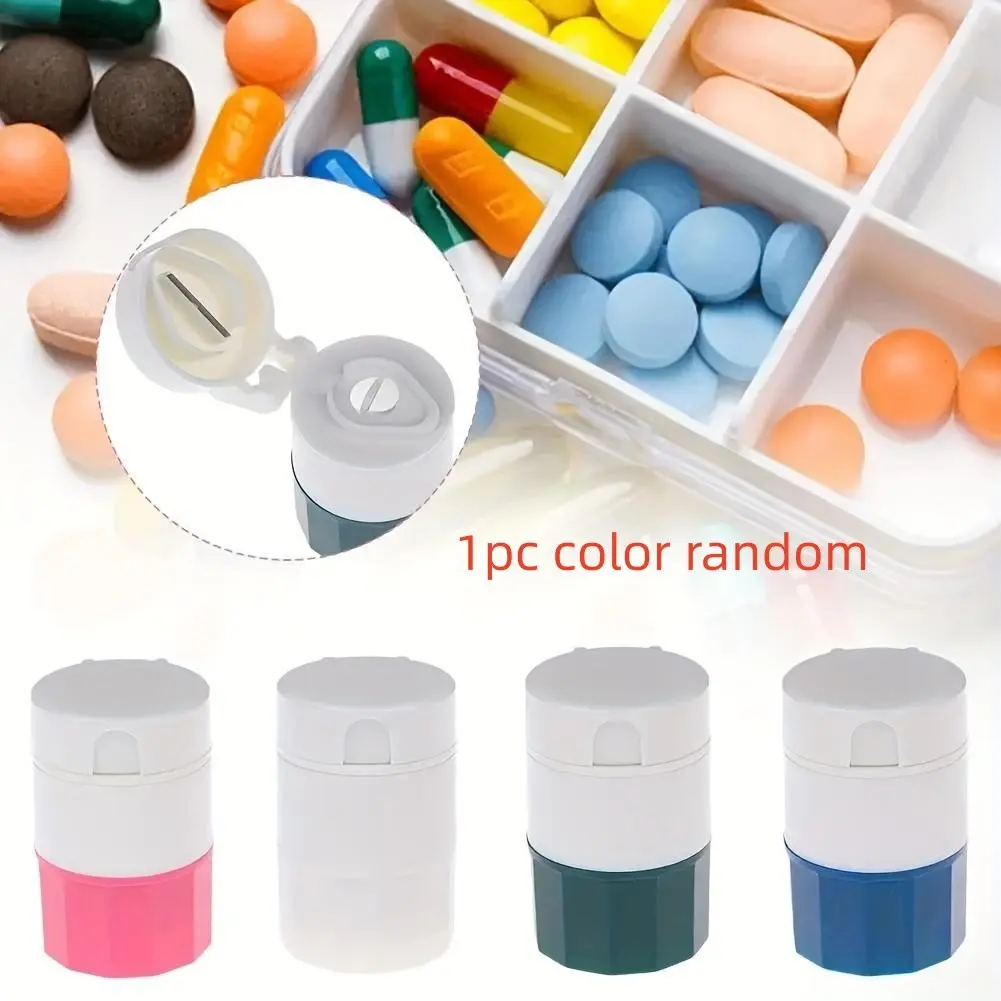 1pc 4 Layer Pill Medicine Crusher, Multifunction Portable Grinder, Splitter Tablet Divider Cutter, Storage Box, Medicine Organizer, Abs Material