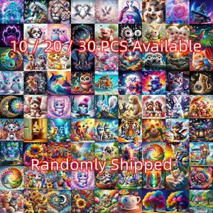 10pcs/20pcs/30pcs Diamond Painting Kit, DIY Diamond Art, Random style/Random pattern Cartoon Animal Floral Human Patterns, 20x20cm Full Drill Art Set for Wall Decor Beginners Adults Gifts