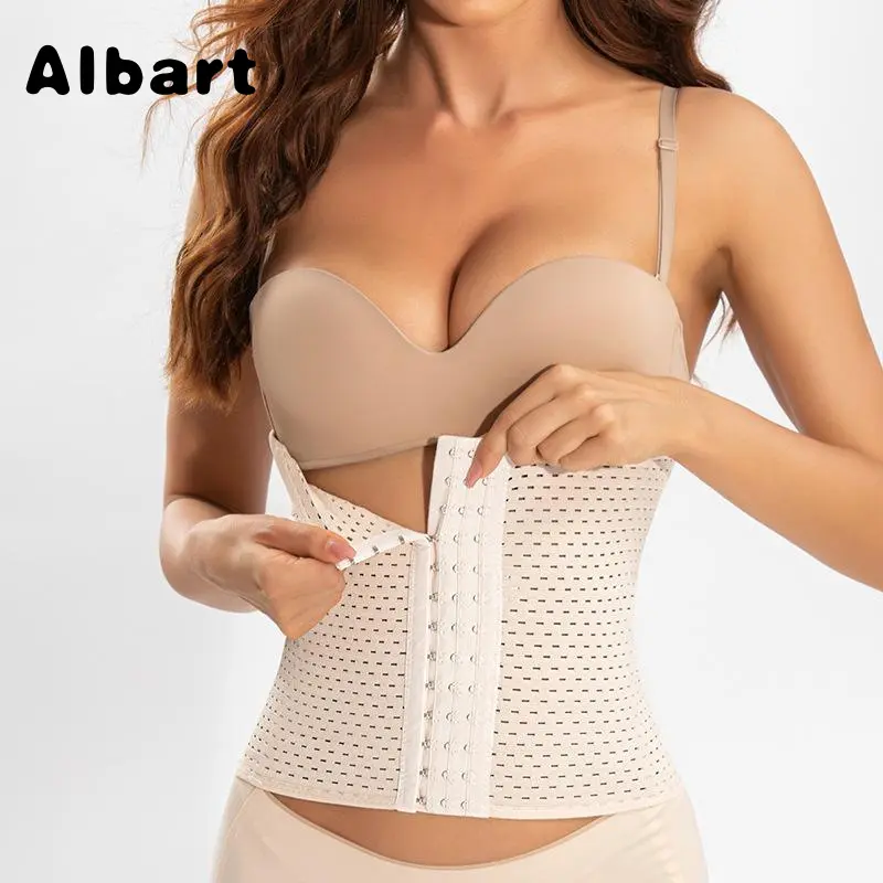 Women Breathable Hollow Mesh Short Torso Waist Trainer Corset, Multi Row Adjustable Hooks Tummy Control Waist Cincher, Lightweight Summer Mesh Waist Shaper For Hourglass Figure Daily Wear Gym Workout Body Shaping