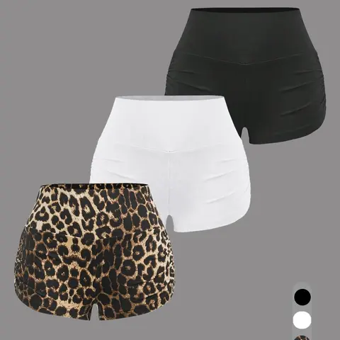 Women's Solid / All Over Print Skinny Fit, Casual Comfy Breathable Basic High Waist Shorts for Daily Wear, Everyday Shorts, Ladies Bottoms for Summer