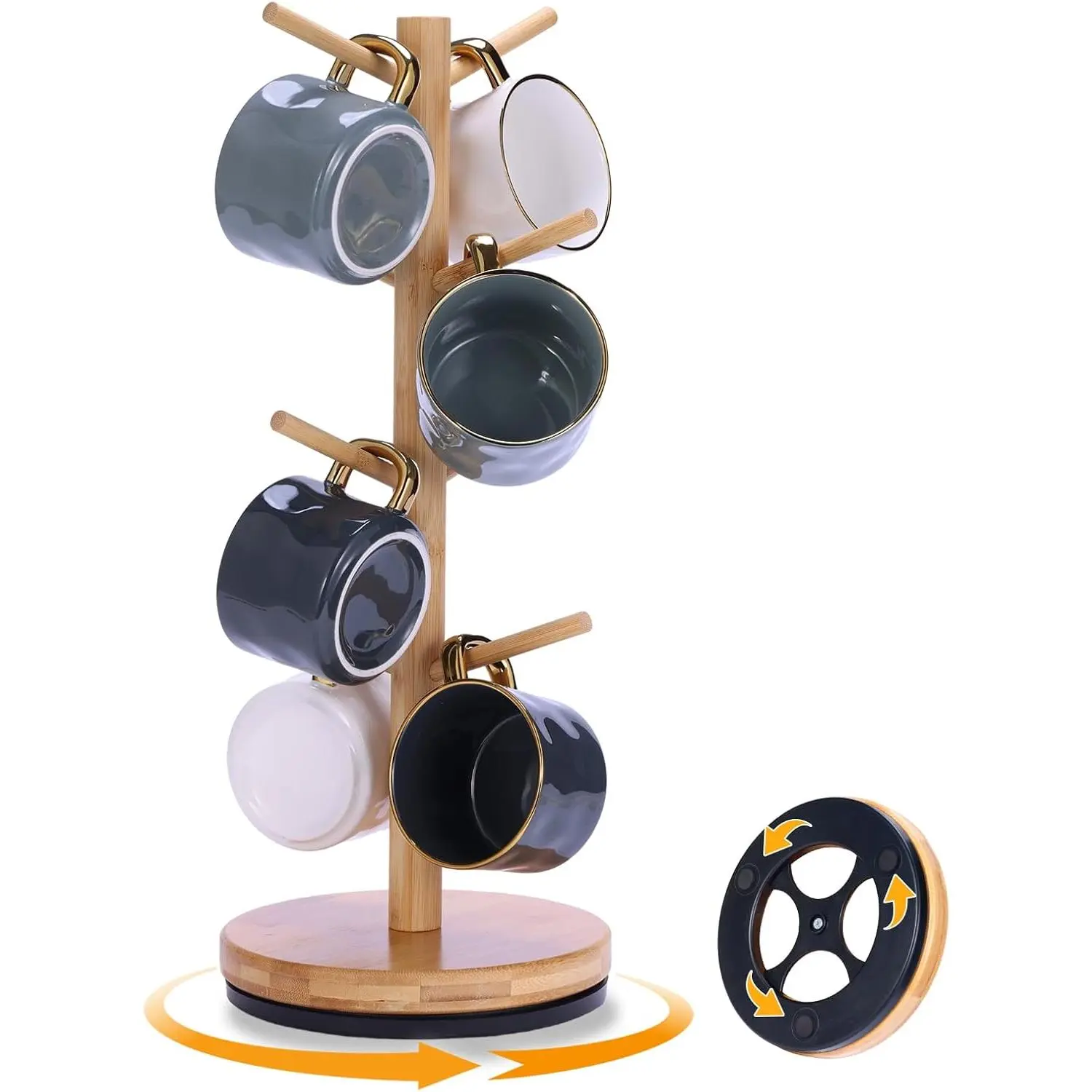 Mug Holder Tree, Upgraded 360° Rotated 8 Hooks Coffee Mug Holders for Counter,  Mug Rack Stand for Coffee Bar Accessories