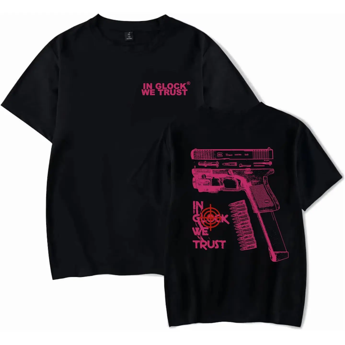 In Glock We Trust Graphic T-Shirt, Distressed Streetwear Aesthetic Top, Unisex Casual Tee, 2nd Amendment Apparel for Men Women, Gift for Birthday