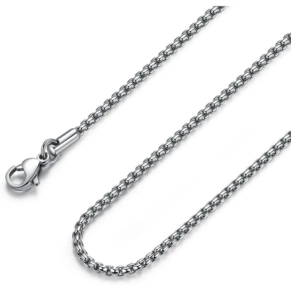 Mens Chain Necklaces, Stainless Steel  Chain Necklace for Men and Women,  Tone Box Chains for Men, Wide 2/3/4/5mm