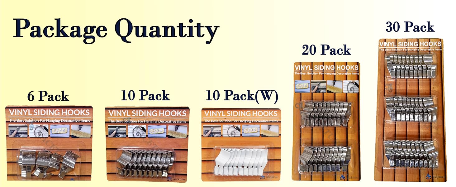 20 Pack Heavy Duty Vinyl Siding Hooks, No-Hole Siding Clips Hangers for Outdoor Patio, Wreath & Decor Hanging       Can these hooks be used on other surfaces besides vinyl siding? How many hooks are included in a pack? Are the hooks easy to install?