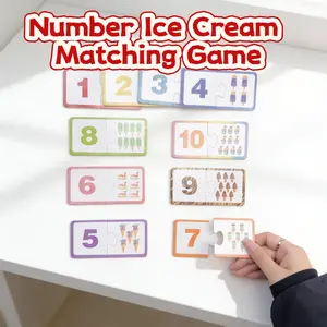 Montessori Ice Cream Number Matching Toy Set, Stem Education Preschool Learning Toy, Dual-Sided Pattern Cards, Fine Motor Skills Training